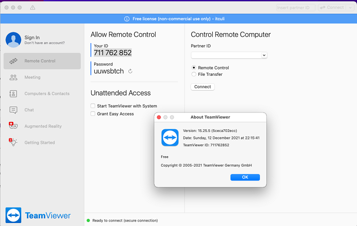 reset id teamviewer 15 macos